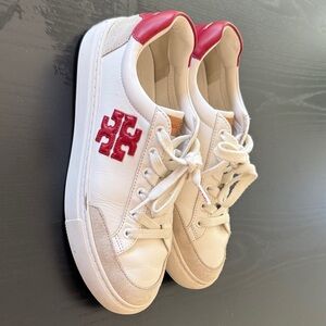 Tory Burch Color Block Signature Red Size 7